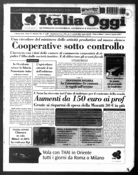 Italia oggi : quotidiano di economia finanza e politica